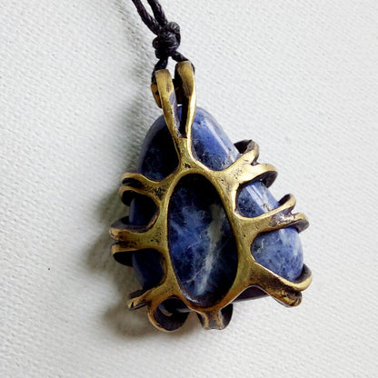 Sodalite Ciondolo Piccolo in Ottone