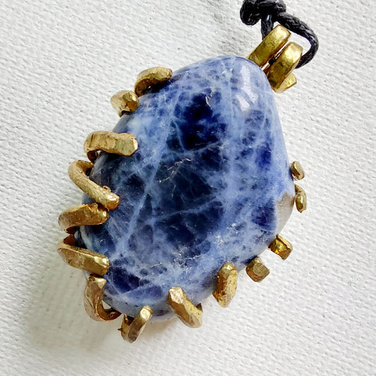 Sodalite Ciondolo Piccolo in Ottone