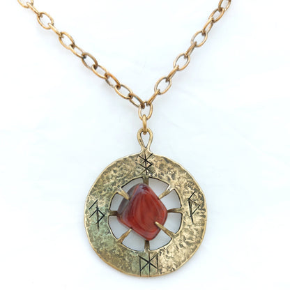 Talismano Runico Occhio di Bue con Rune Legate Ciondolo in Ottone