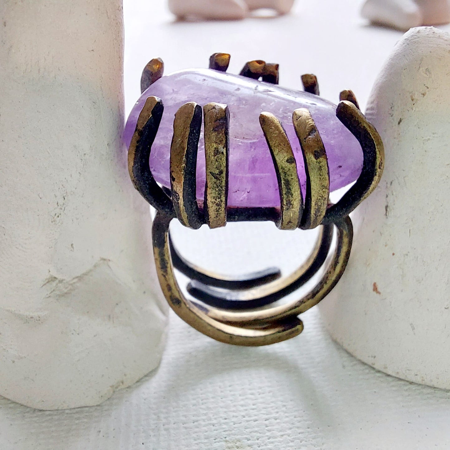 Ametista Anello delle Valkyrie in Ottone