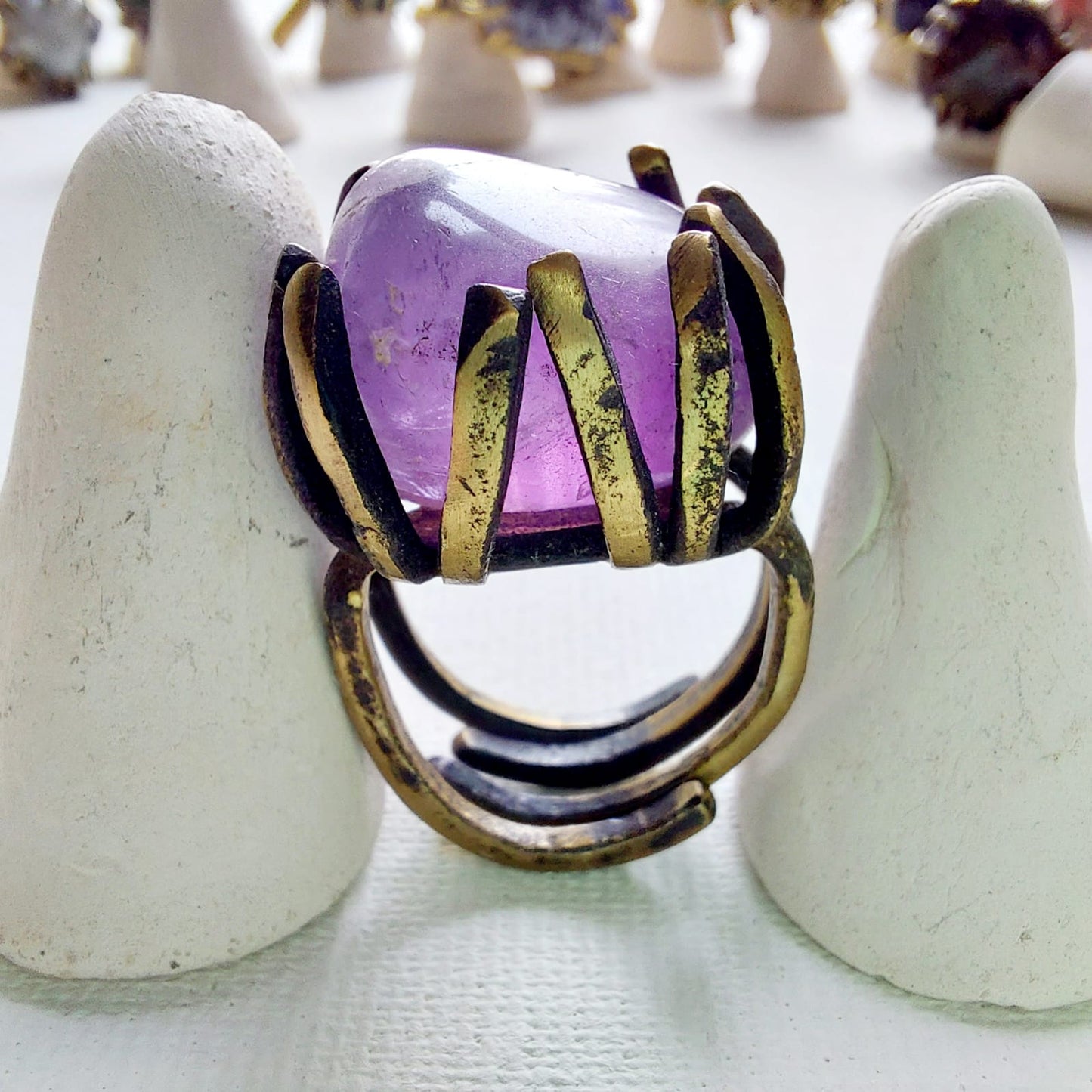 Ametista Anello delle Valkyrie in Ottone