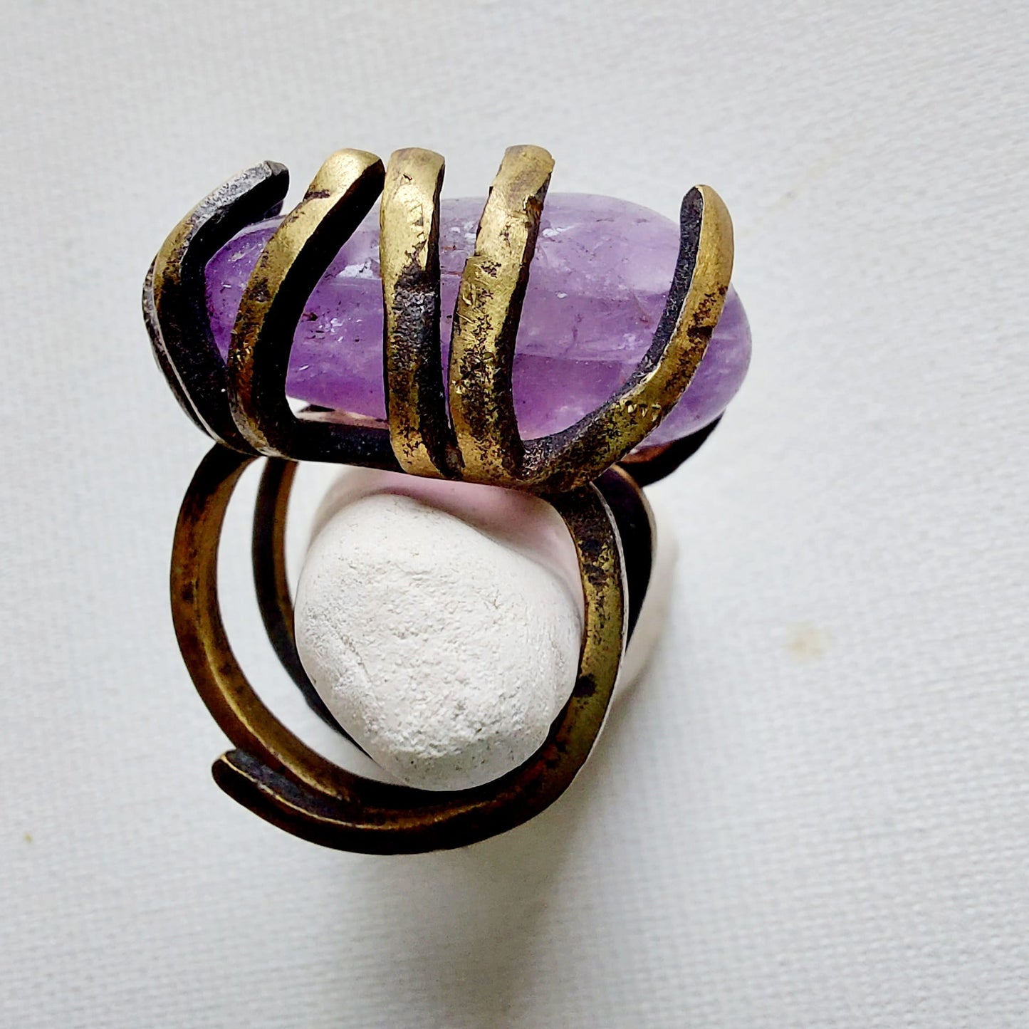Ametista Anello delle Valkyrie in Ottone