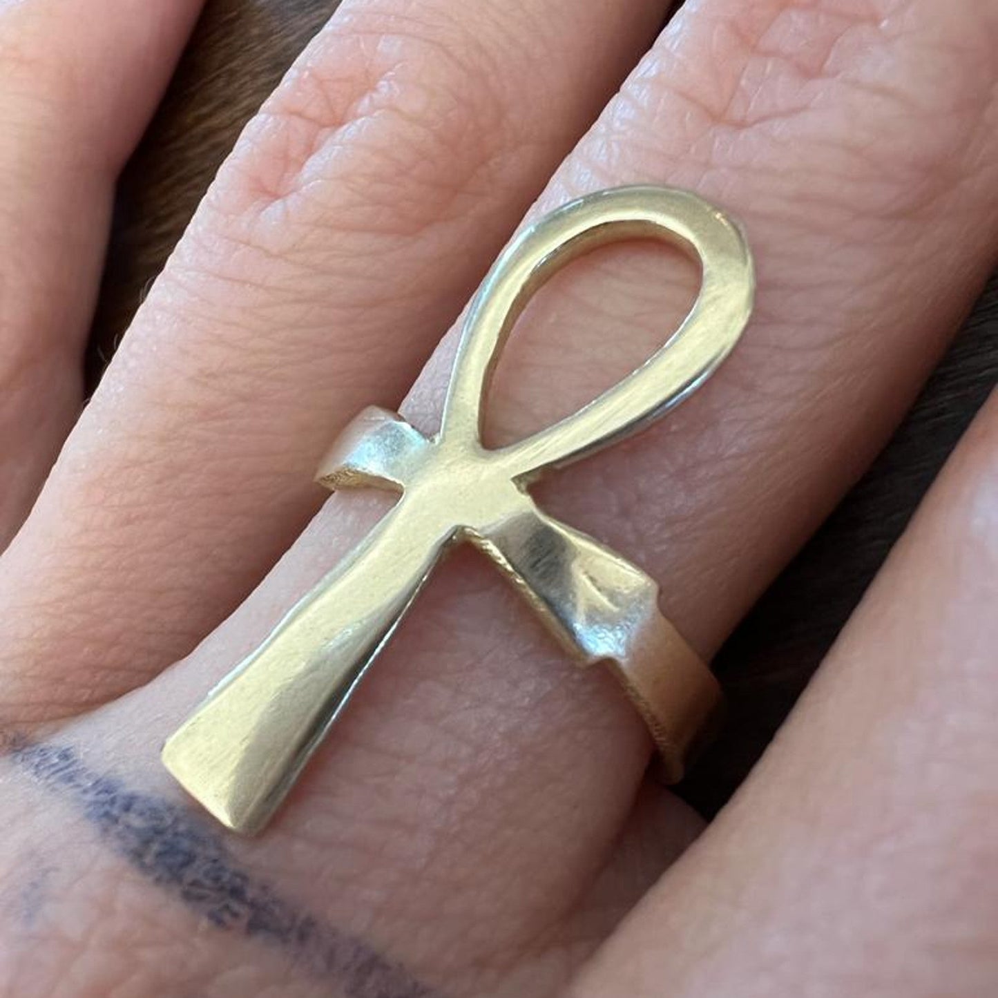 Ankh Chiave della Vita Egizia Anello in Ottone