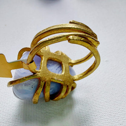 Calcedonio Anello delle Valkyrie in Ottone