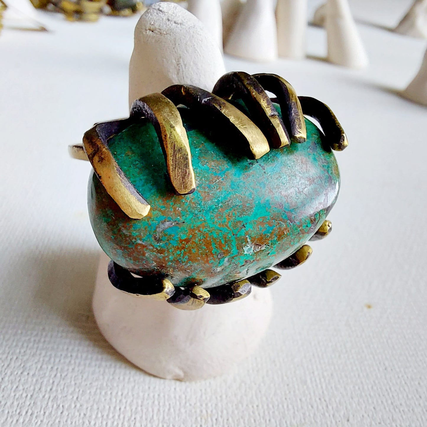Crisocolla Anello delle Valkyrie in Ottone