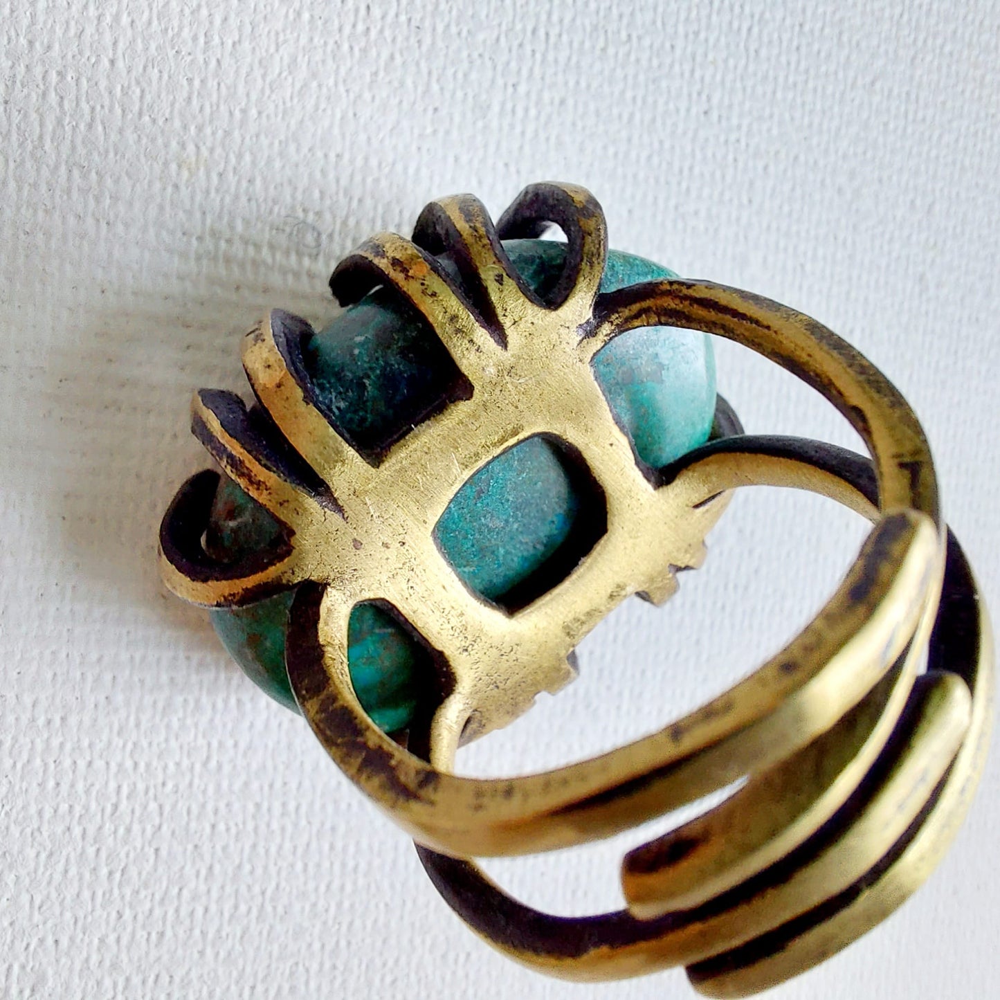 Crisocolla Anello delle Valkyrie in Ottone