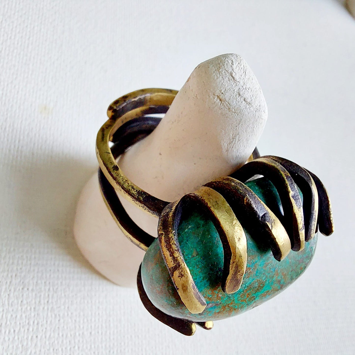 Crisocolla Anello delle Valkyrie in Ottone