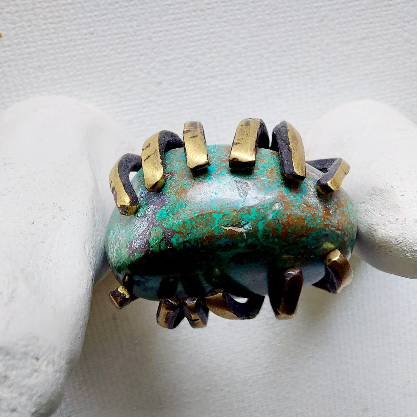 Crisocolla Anello delle Valkyrie in Ottone