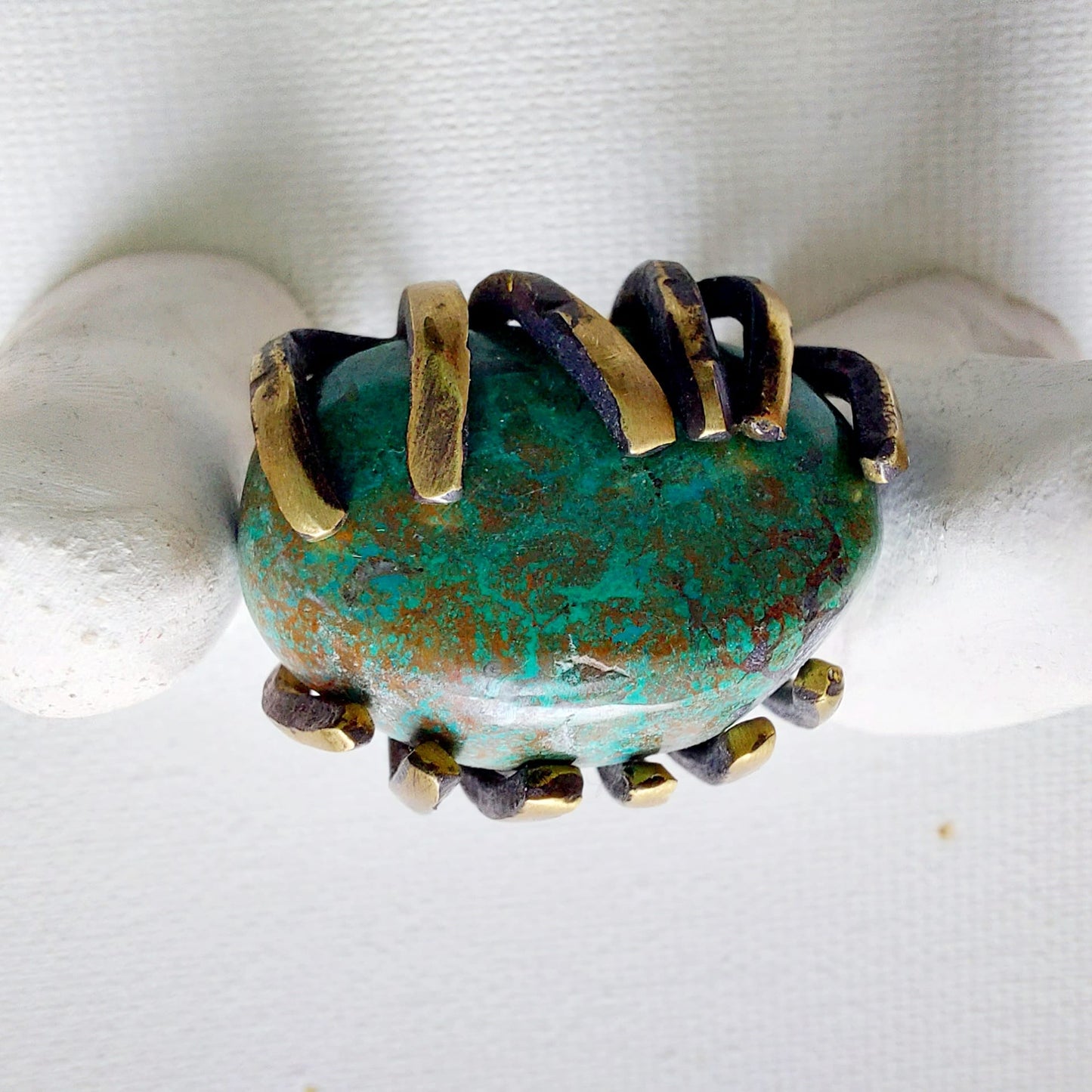 Crisocolla Anello delle Valkyrie in Ottone