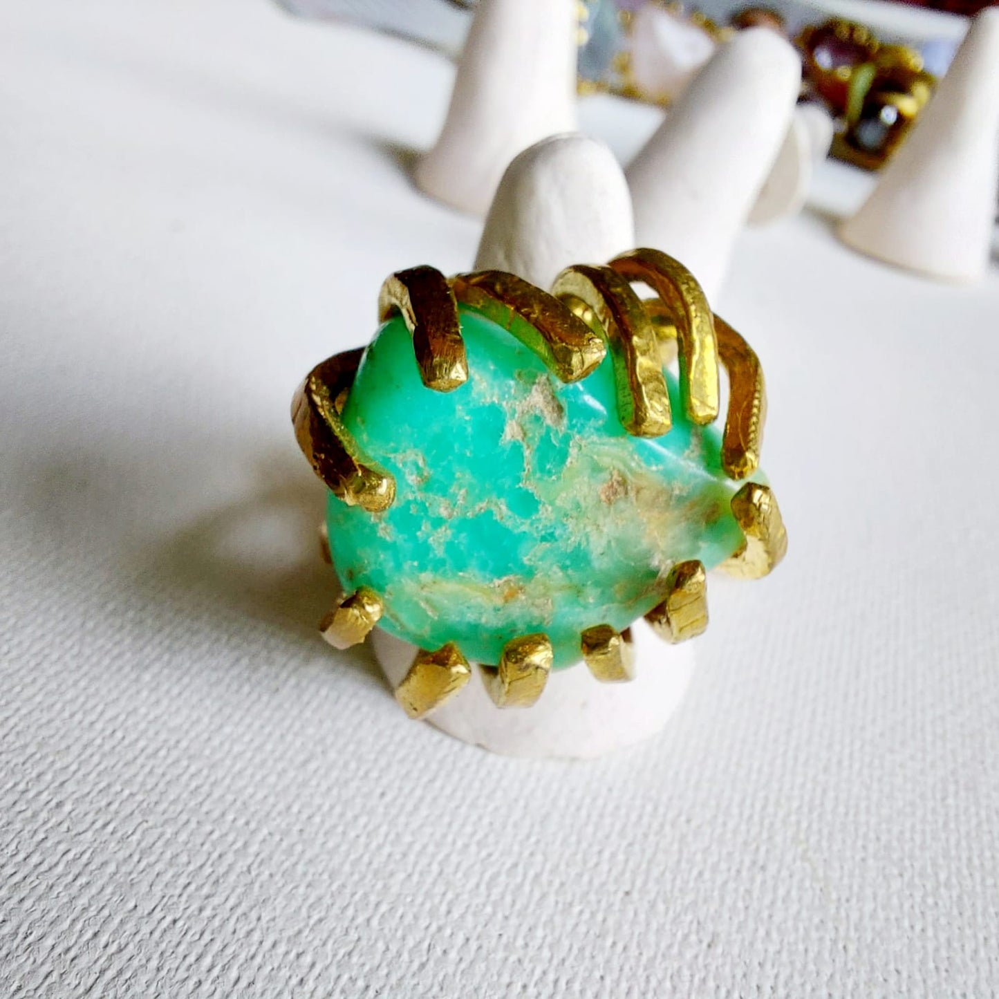 Crisoprasio Anello delle Valkyrie in Ottone
