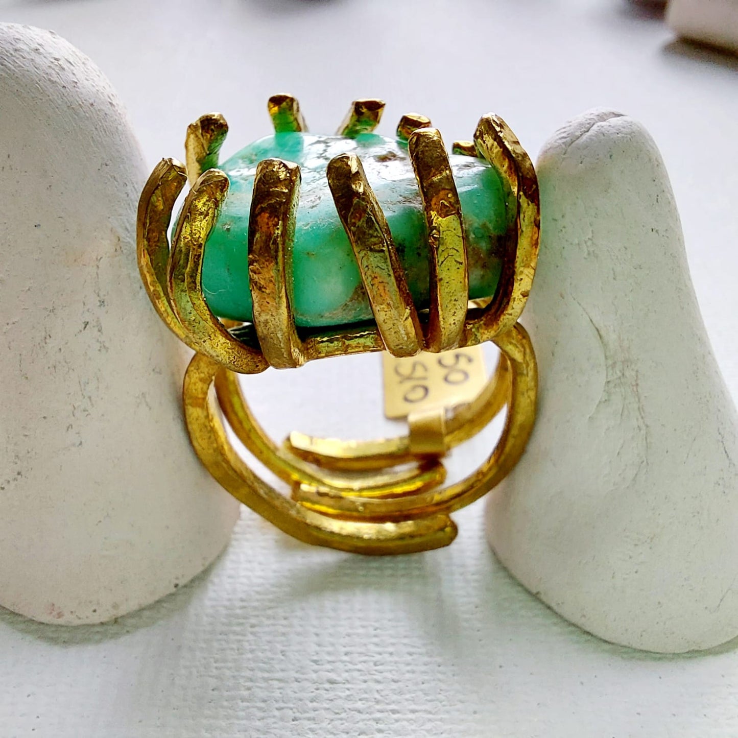 Crisoprasio Anello delle Valkyrie in Ottone