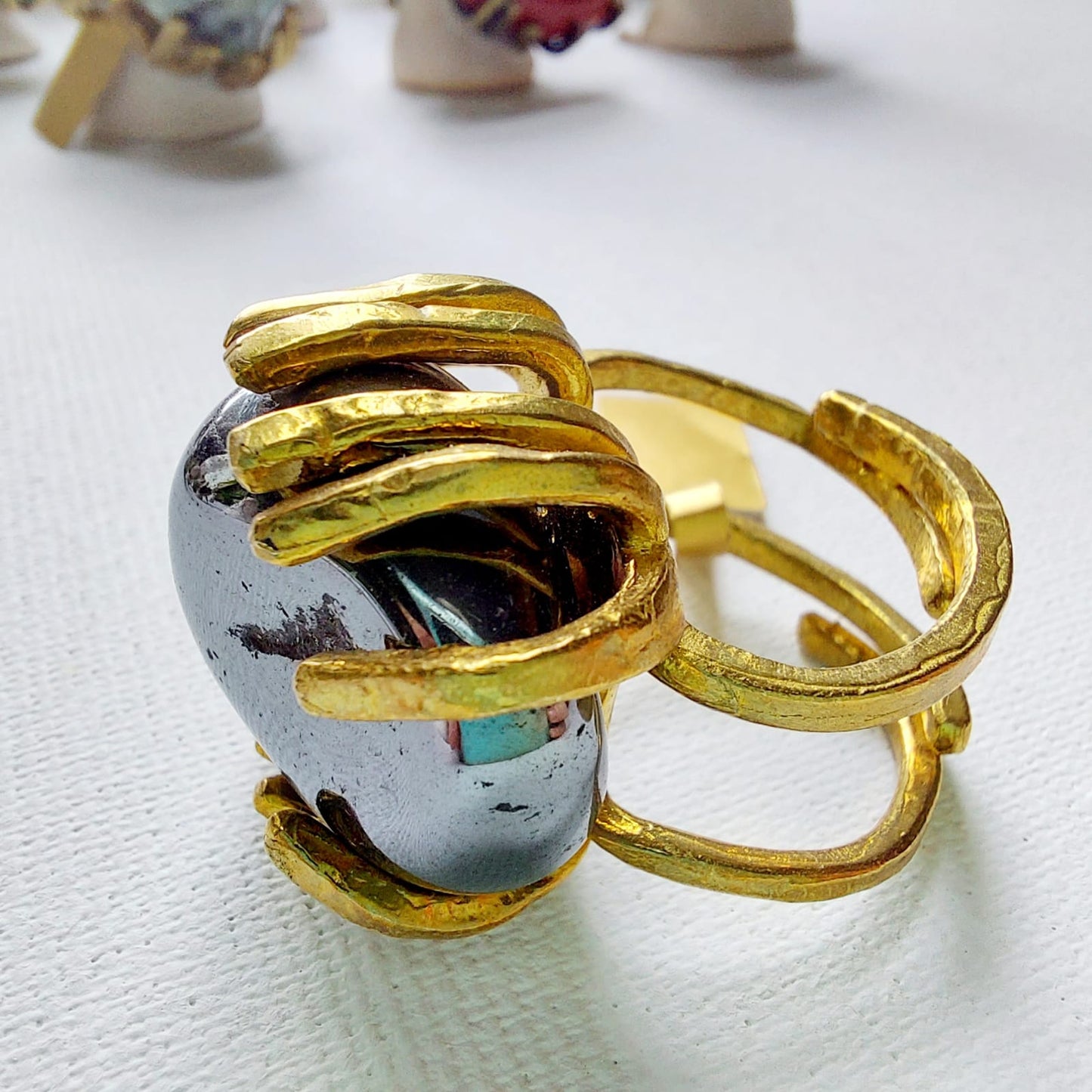 Ematite Anello delle Valkyrie in Ottone