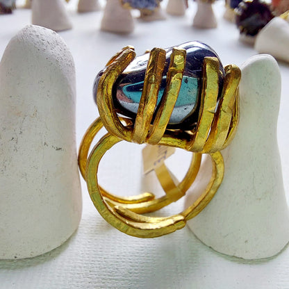 Ematite Anello delle Valkyrie in Ottone