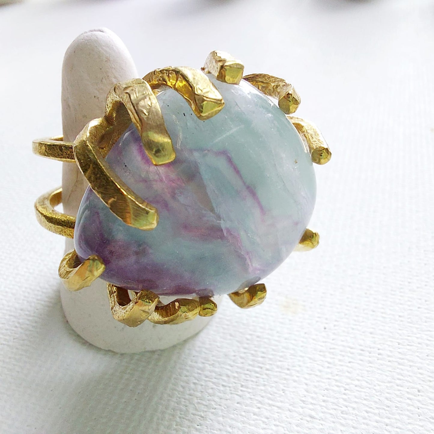 Fluorite Anello delle Valkyrie in Ottone