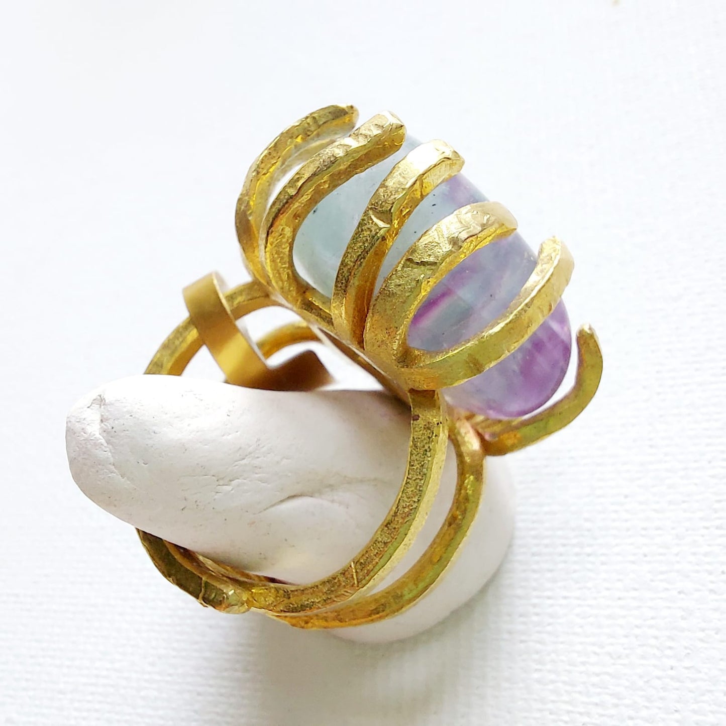 Fluorite Anello delle Valkyrie in Ottone