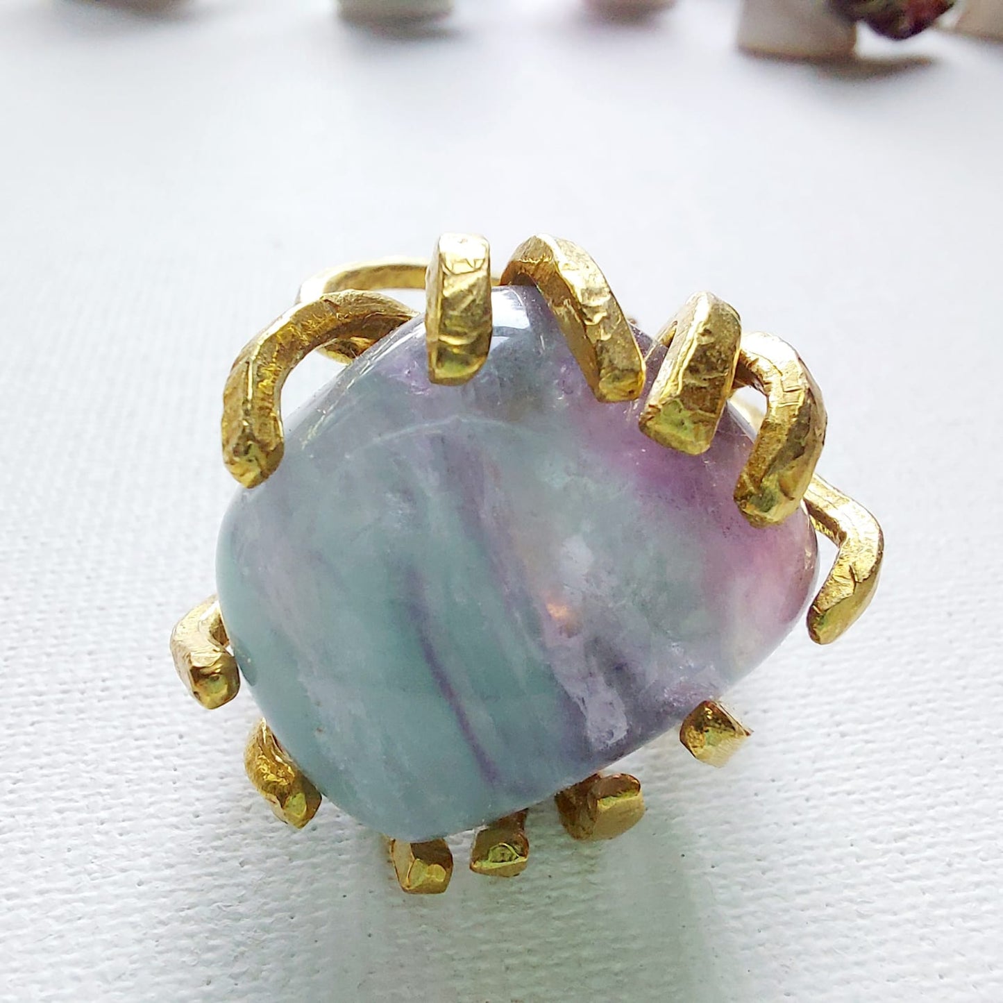 Fluorite Anello delle Valkyrie in Ottone