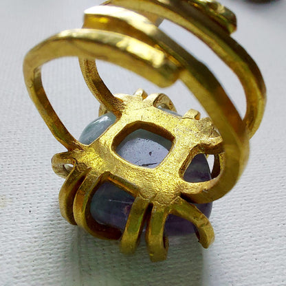 Fluorite Anello delle Valkyrie in Ottone