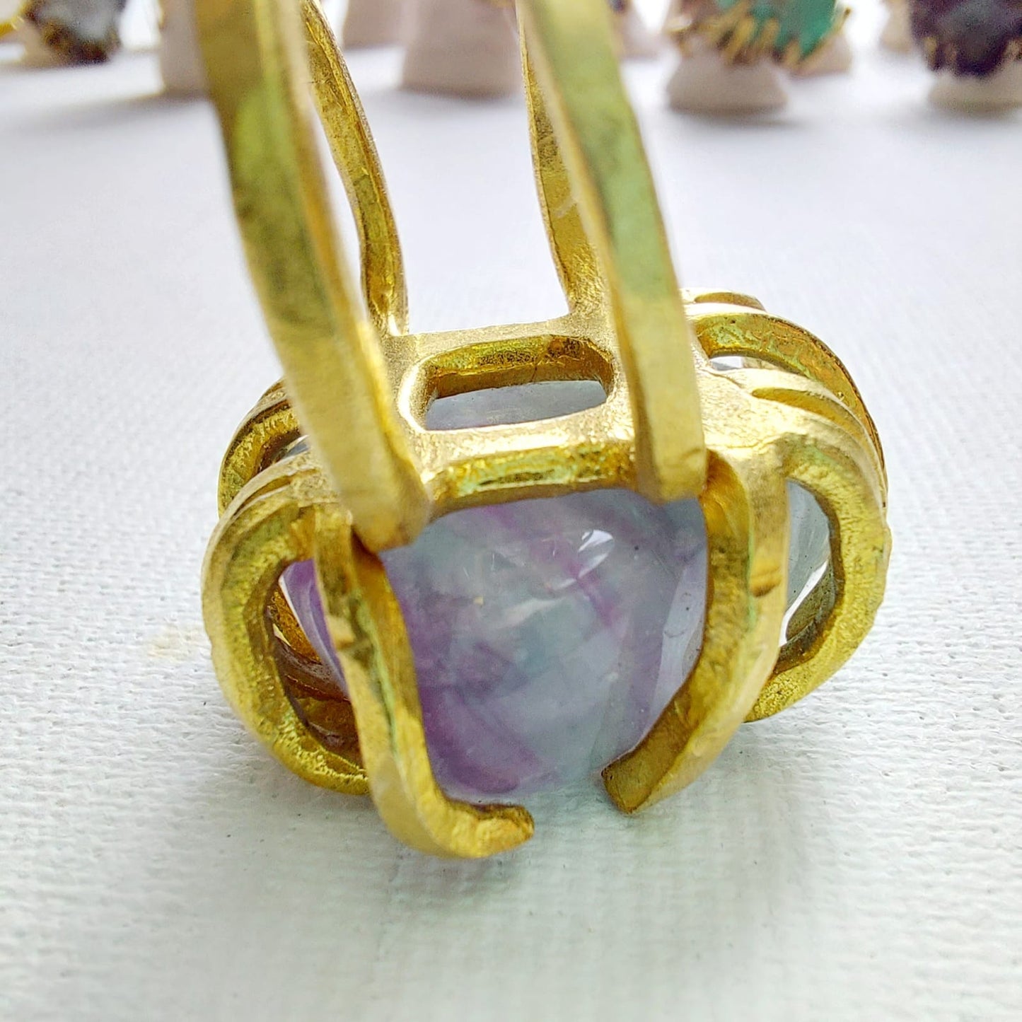 Fluorite Anello delle Valkyrie in Ottone