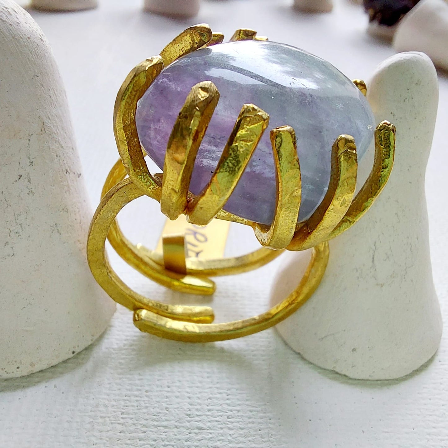 Fluorite Anello delle Valkyrie in Ottone