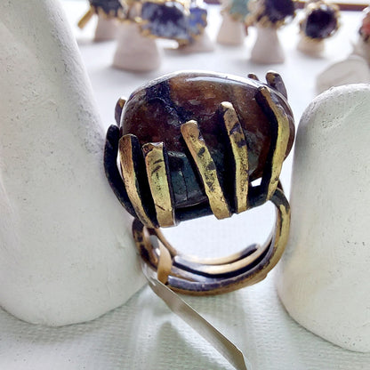 Labradorite Anello delle Valkyrie in Ottone