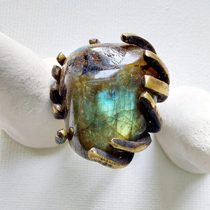 Labradorite Anello delle Valkyrie in Ottone