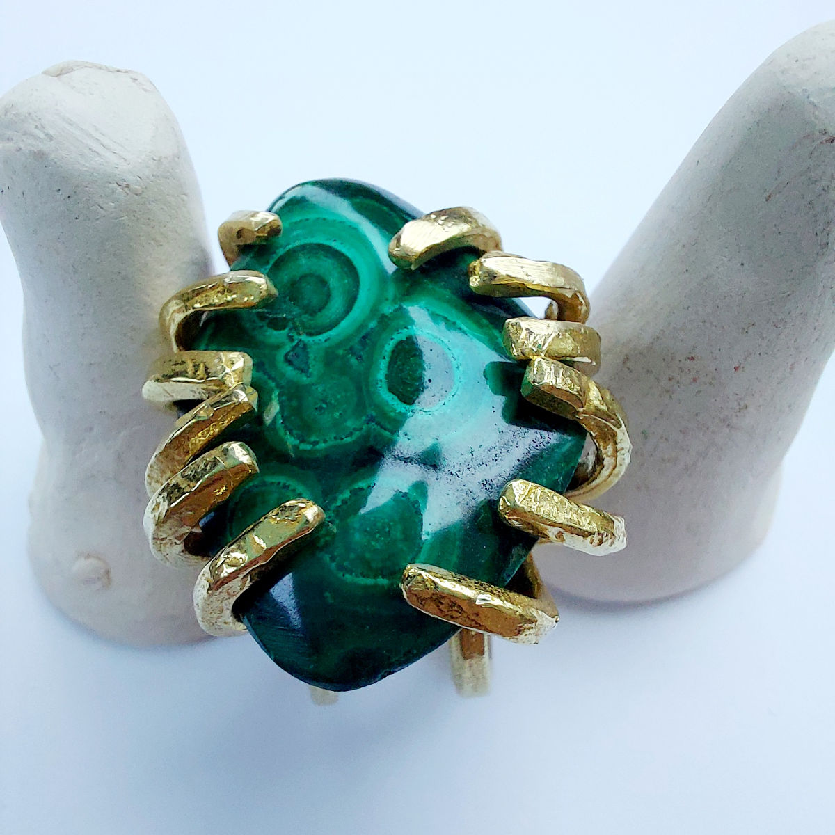 Malachite Anello delle Valkyrie in Ottone