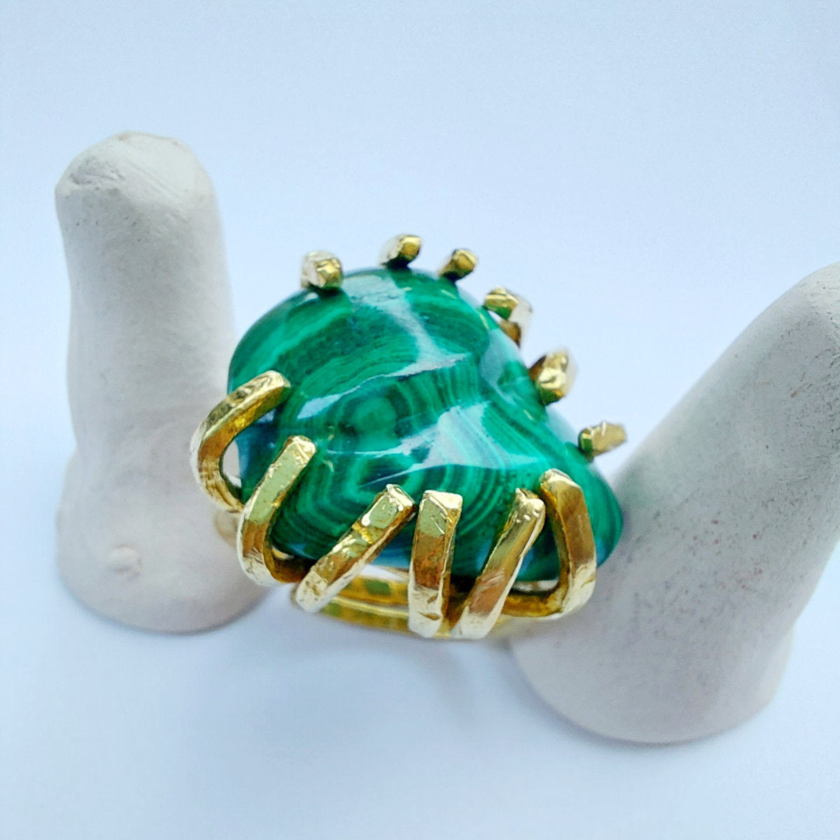 Malachite Anello delle Valkyrie in Ottone