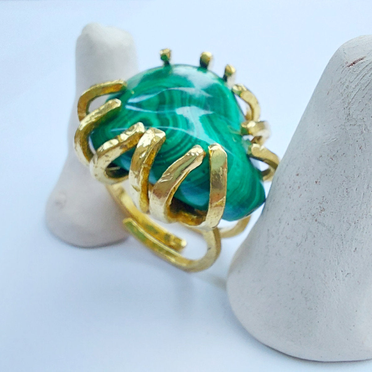 Malachite Anello delle Valkyrie in Ottone