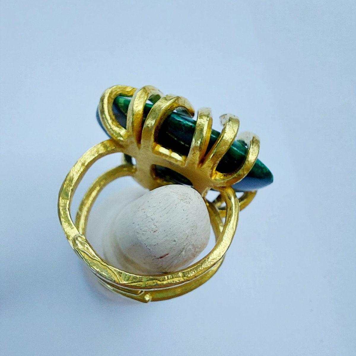 Malachite Anello delle Valkyrie in Ottone