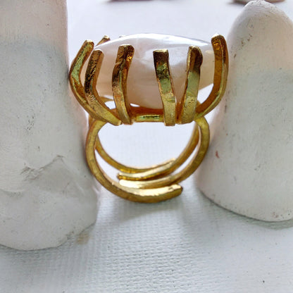 Pietra di Luna Anello delle Valkyrie in Ottone