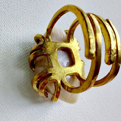 Pietra di Luna Anello delle Valkyrie in Ottone