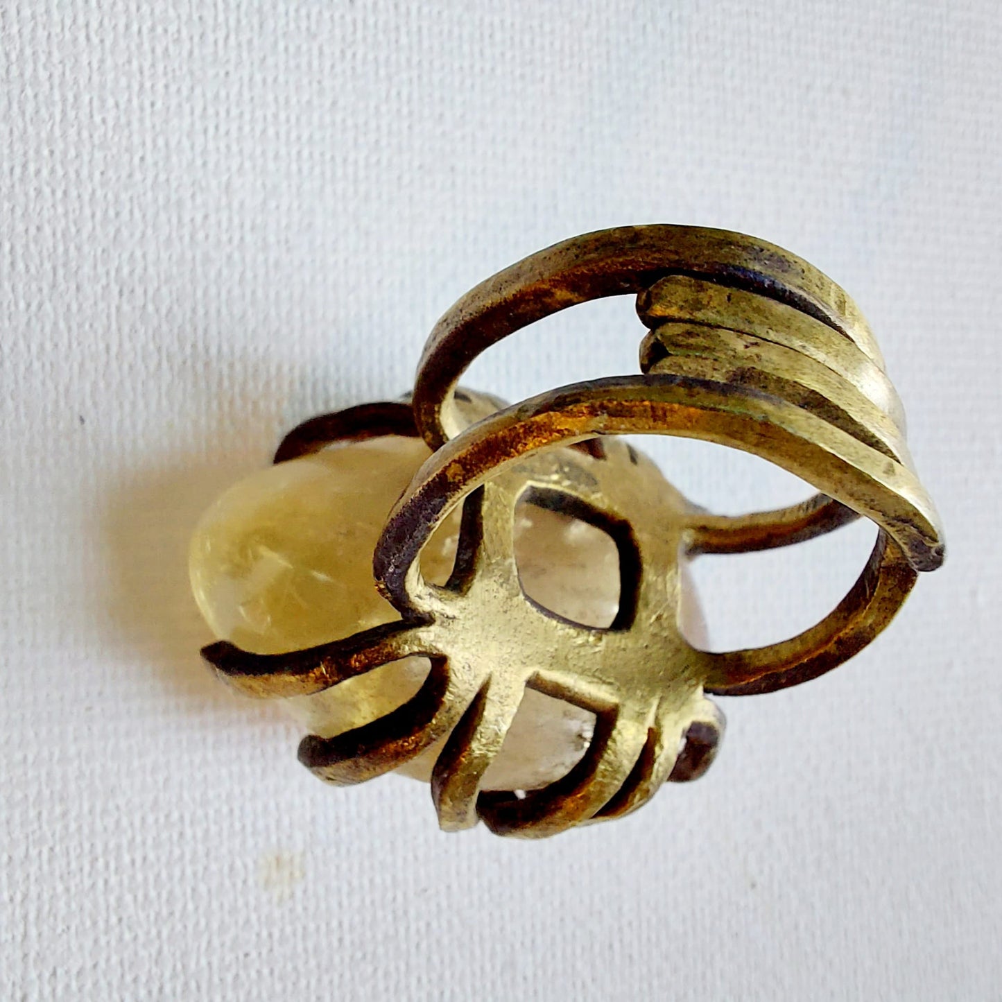 Quarzo Citrino Anello delle Valkyrie in Ottone