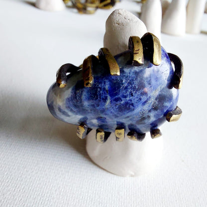 Sodalite Anello delle Valkyrie in Ottone