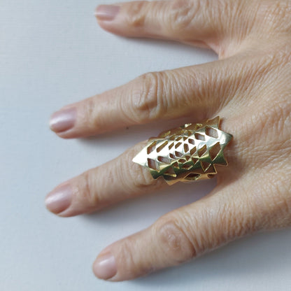 Sri Yantra Anello in Ottone