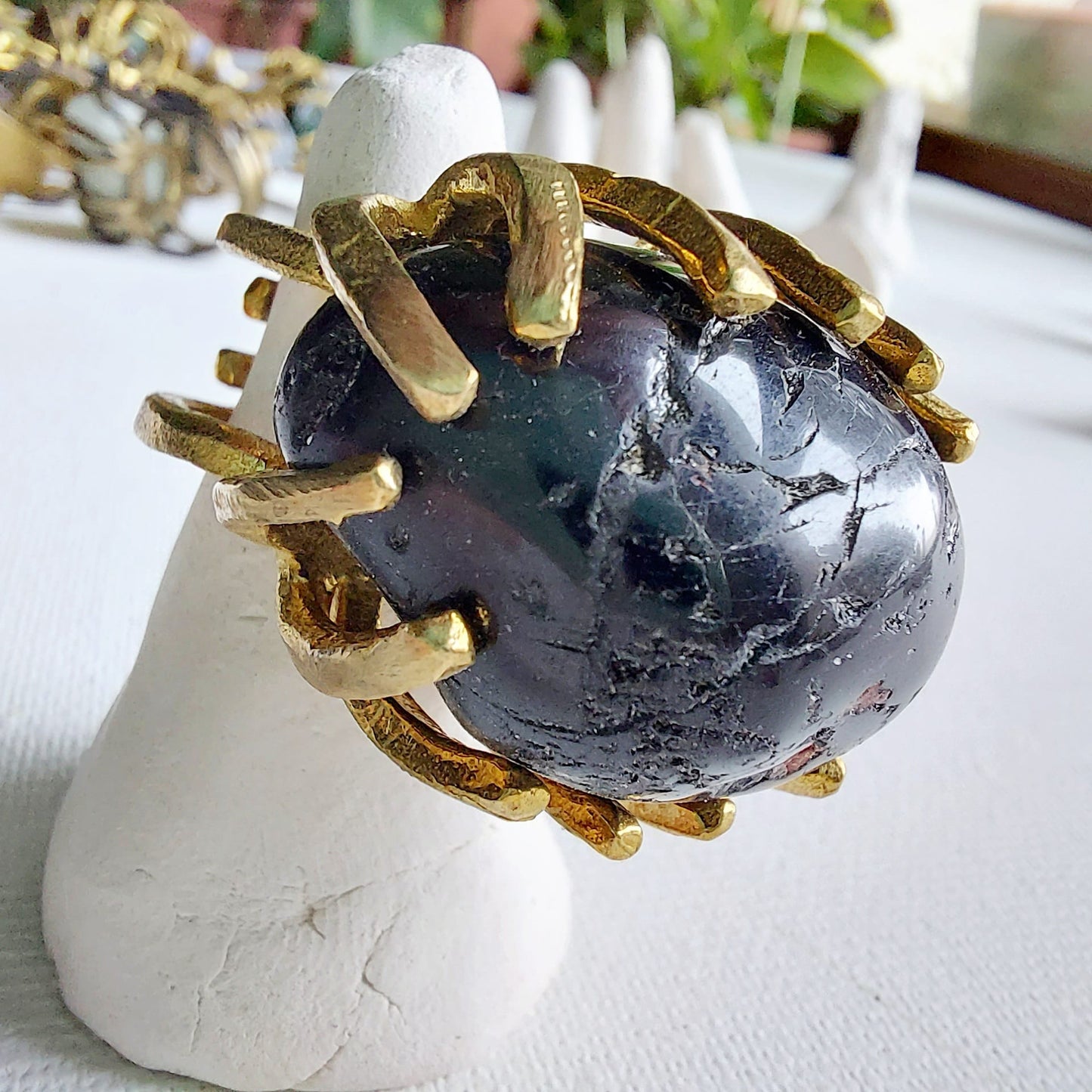 Tormalina Nera Anello delle Valkyrie in Ottone