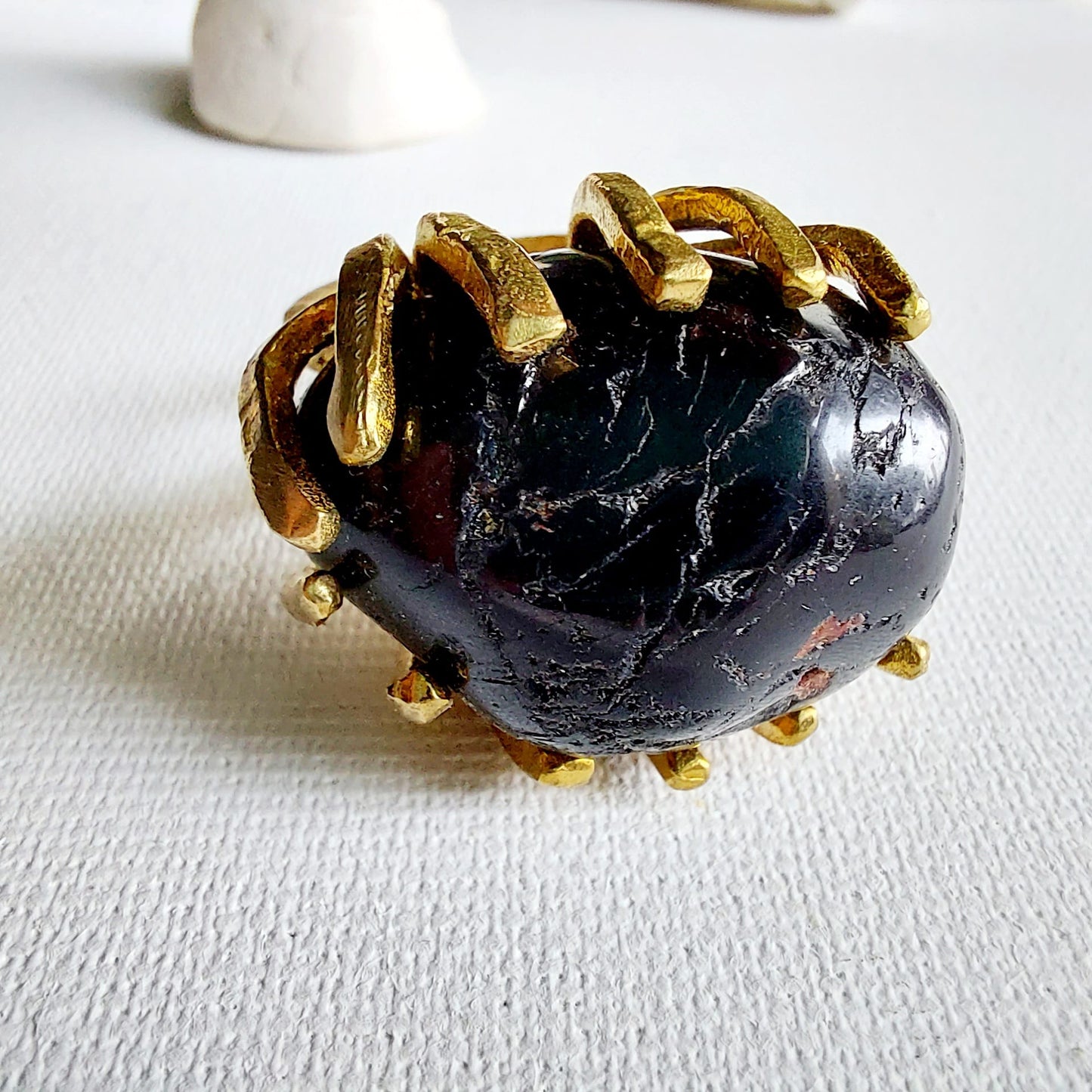 Tormalina Nera Anello delle Valkyrie in Ottone