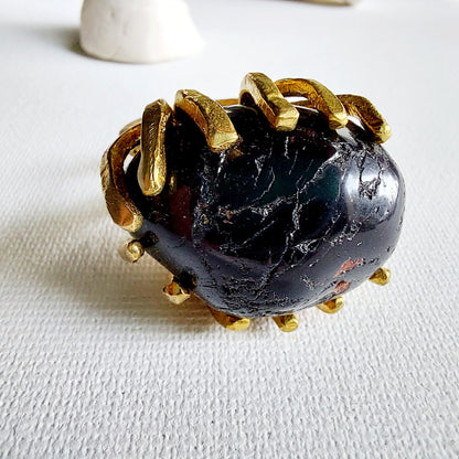 Tormalina Nera Anello delle Valkyrie in Ottone