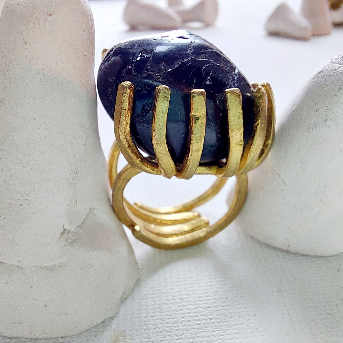 Tormalina Nera Anello delle Valkyrie in Ottone