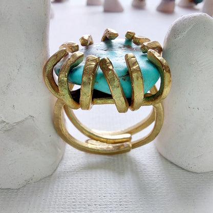 Turchese Anello delle Valkyrie in Ottone