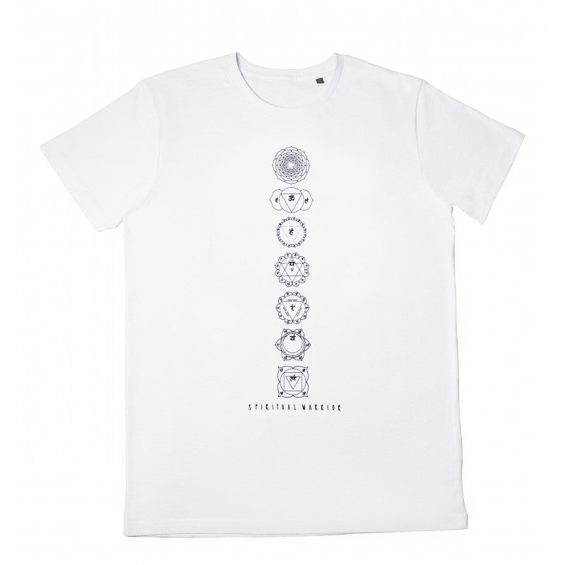 T-Shirt Unisex Sette Chakra Bianca in Cotone Biologico