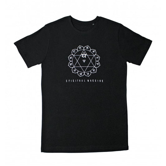 T-Shirt Unisex Quarto Chakra Nera in Cotone Biologico