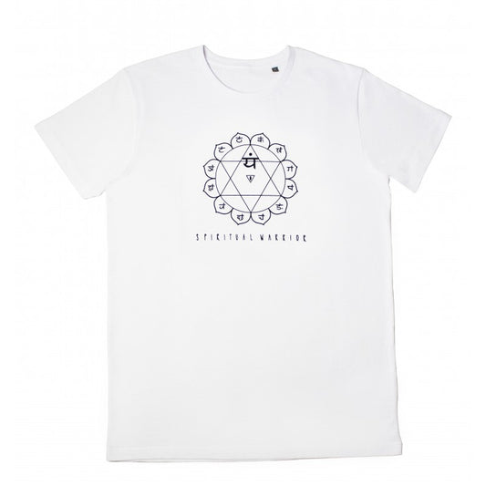 T-Shirt Unisex Quarto Chakra Bianca in Cotone Biologico