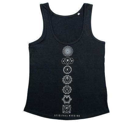 Canotta Donna Sette Chakra Nera in Cotone Biologico